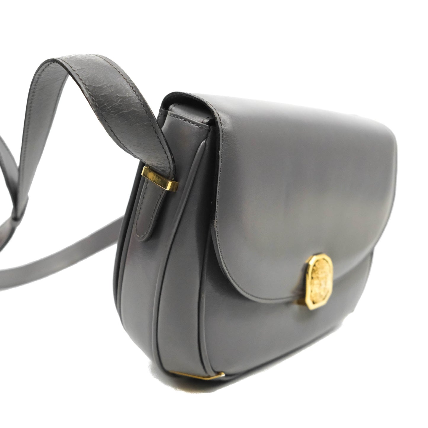 Celine Vintage Royal Triomphe Lock Crossbody Bag Grey