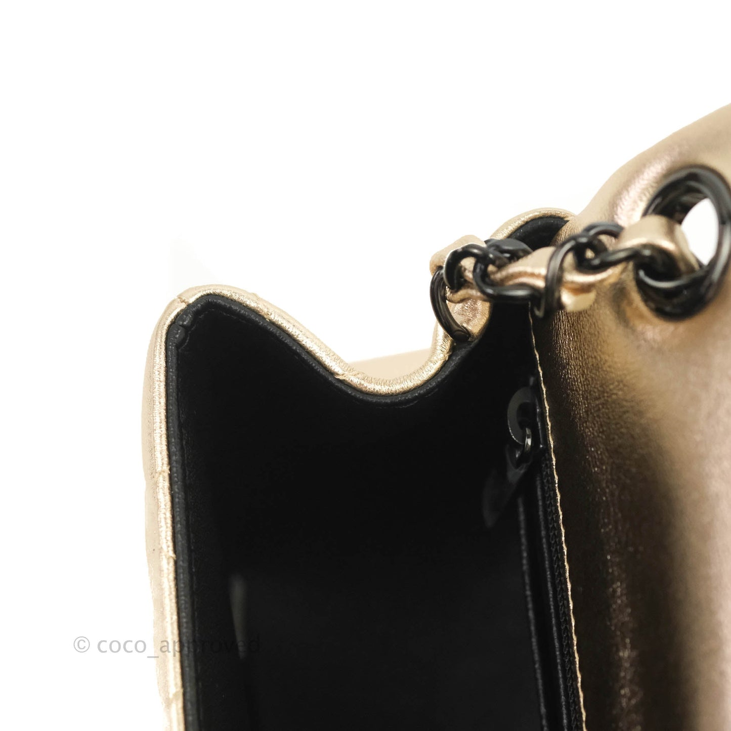 Chanel Mini Square Quilted Gold Calfskin Black Hardware
