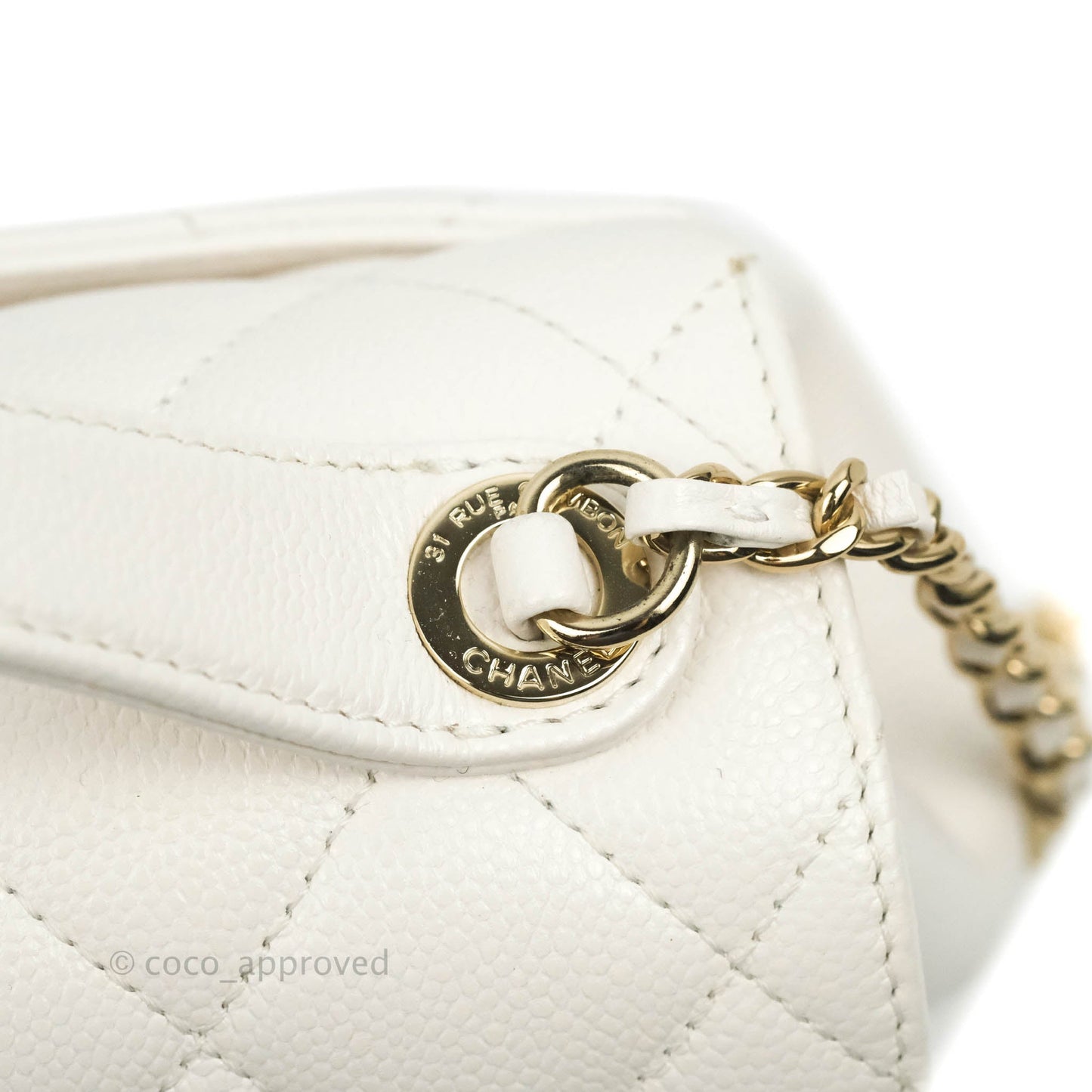 Chanel Quilted Small Business Affinity Flap White Caviar Gold Hardware