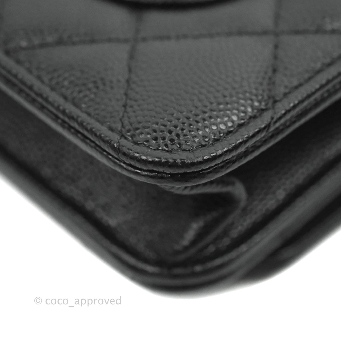 Chanel Quilted WOC Black Caviar Gold Hardware With Charms