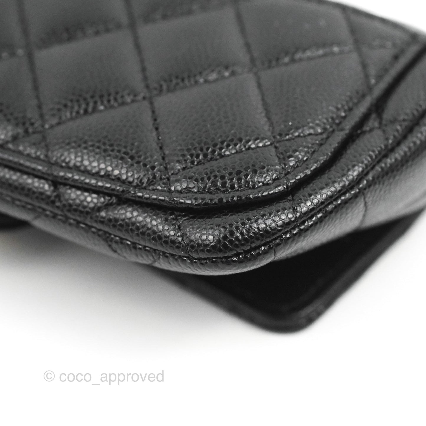 Chanel Quilted Case With Chain Black Caviar Gold Hardware