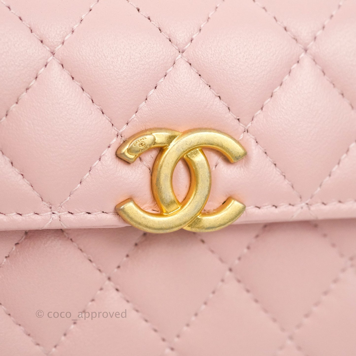Chanel Mini Enamel Handle Clutch on Chain Pink Lambskin Gold Hardware 22B