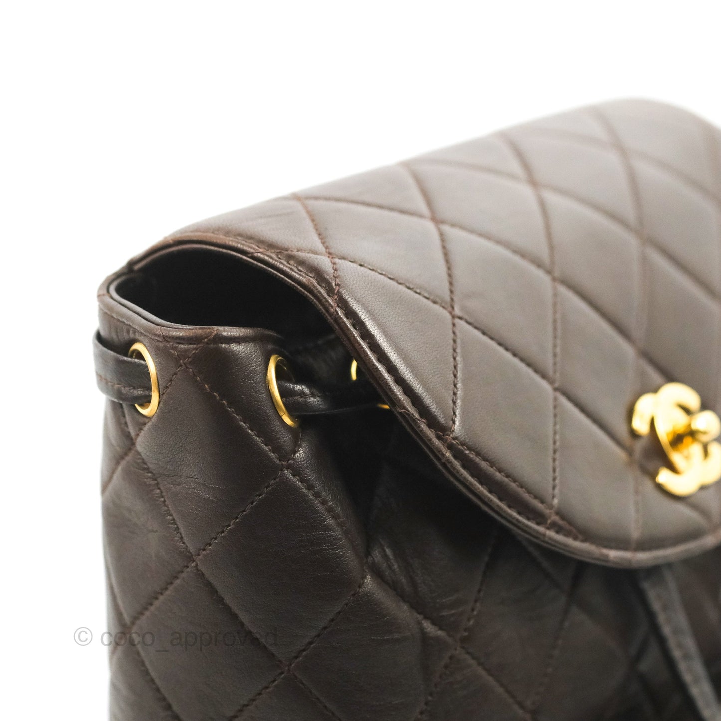 Chanel Vintage CC Duma Backpack Brown Lambskin 24K Gold Hardware