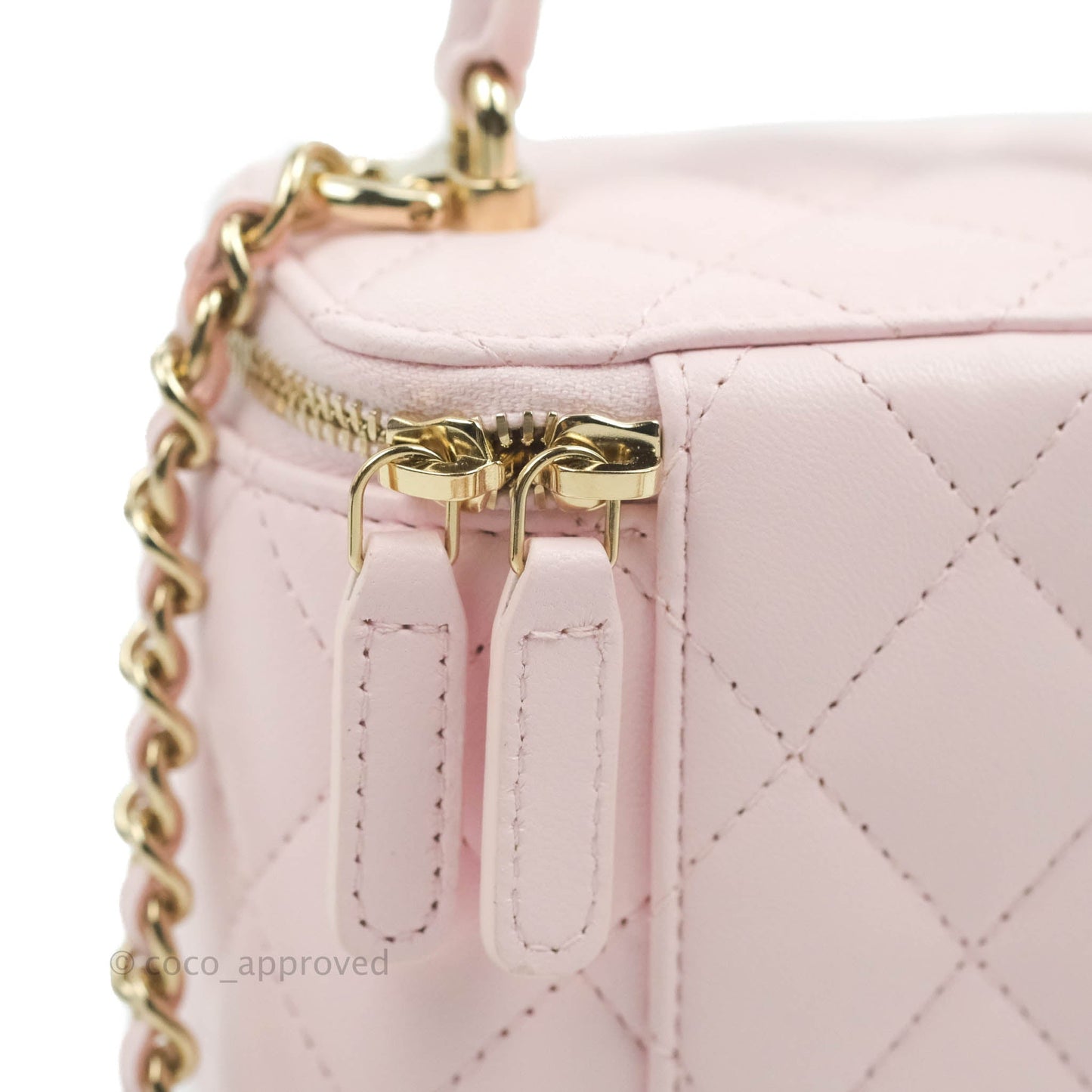Chanel Mini Top Handle Vanity With Chain Light Pink Lambskin Gold Hardware