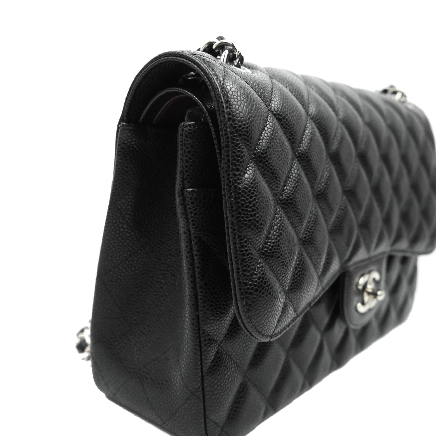 Chanel Jumbo Double Flap Black Caviar Silver Hardware⁣⁣