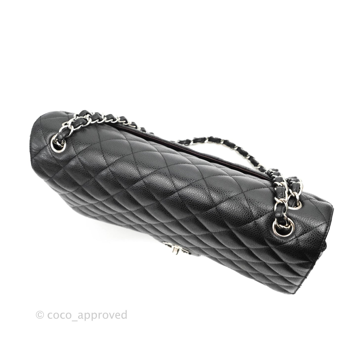 Chanel Quilted Maxi Double Flap Black Caviar Silver Hardware
