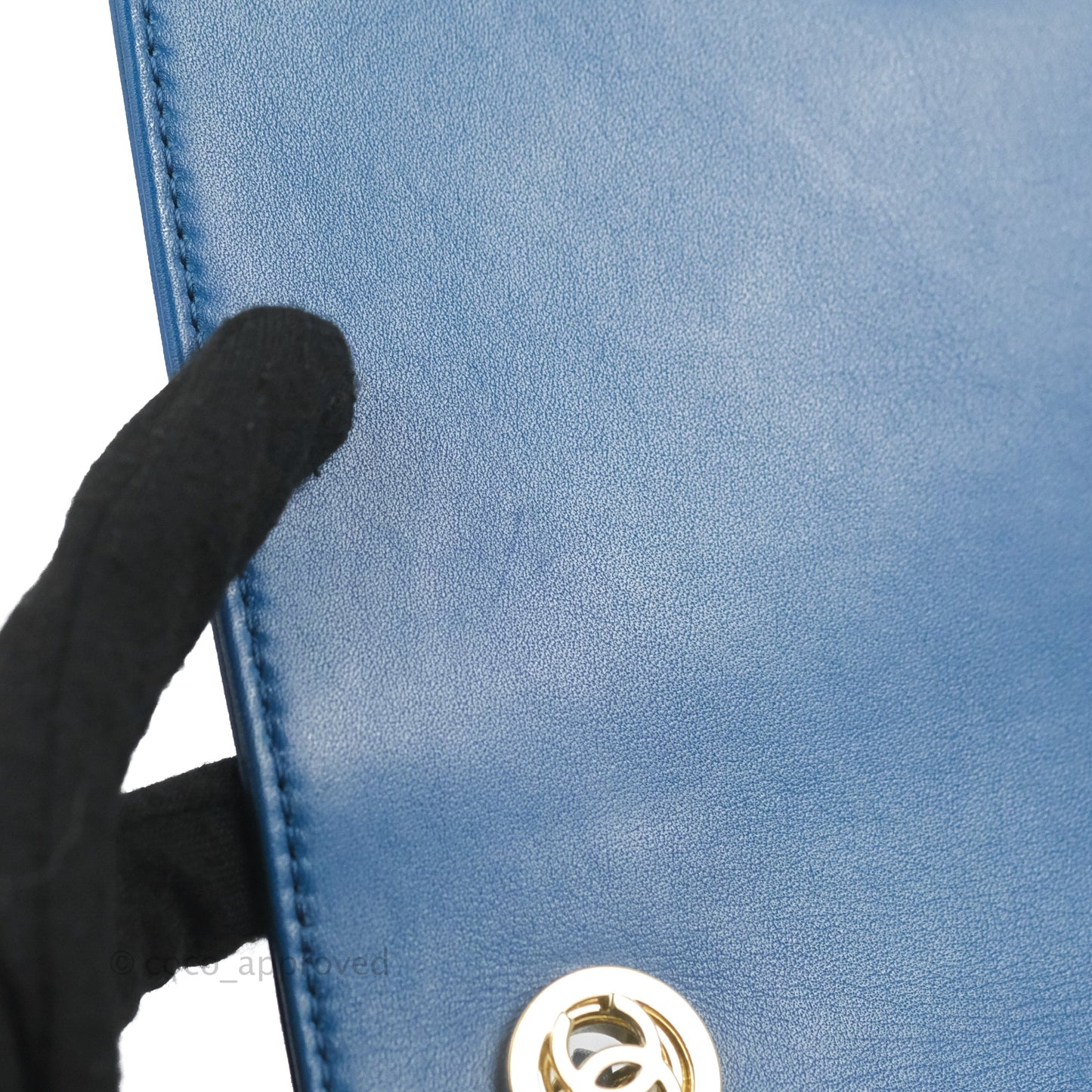 Chanel Blue Quilted Leather Small Frame In Flap Bag
