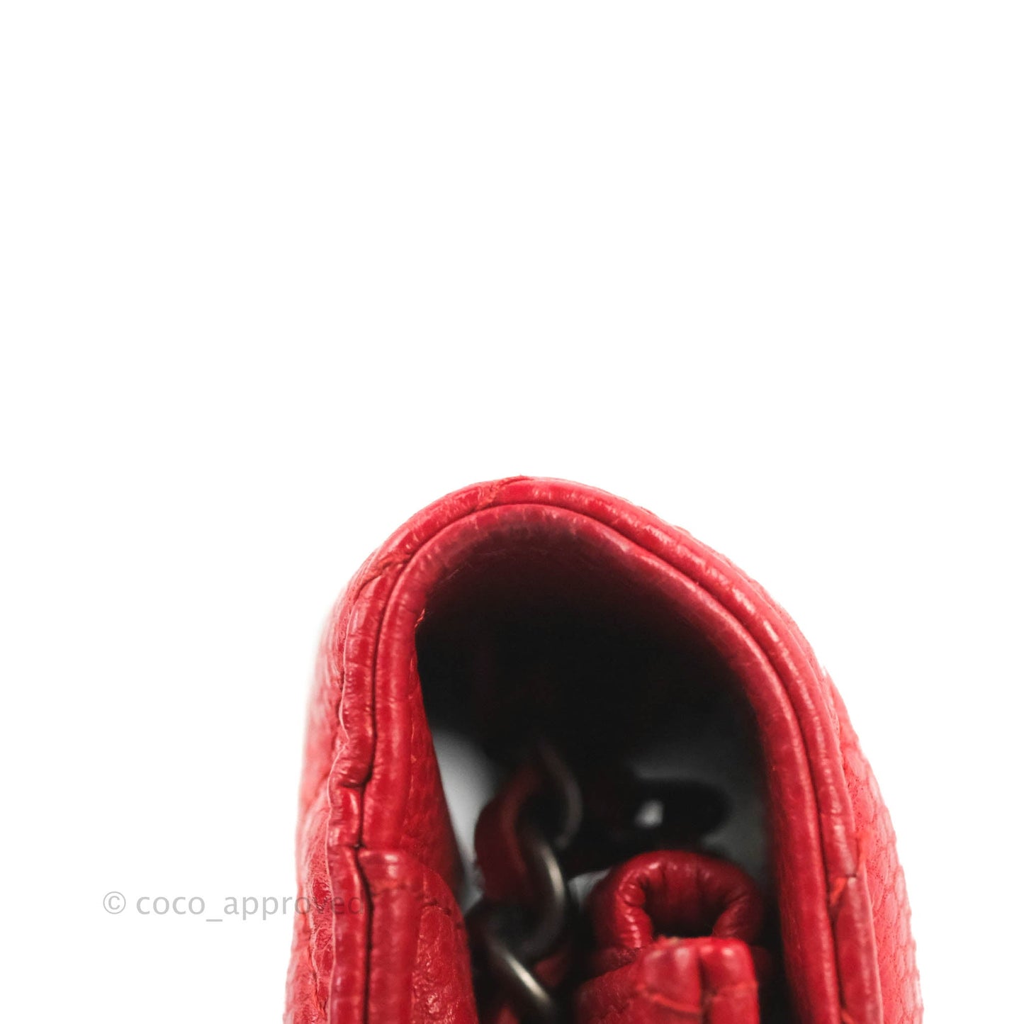 Chanel Quilted Classic Wallet on Chain WOC Red Caviar Ruthenium Hardware