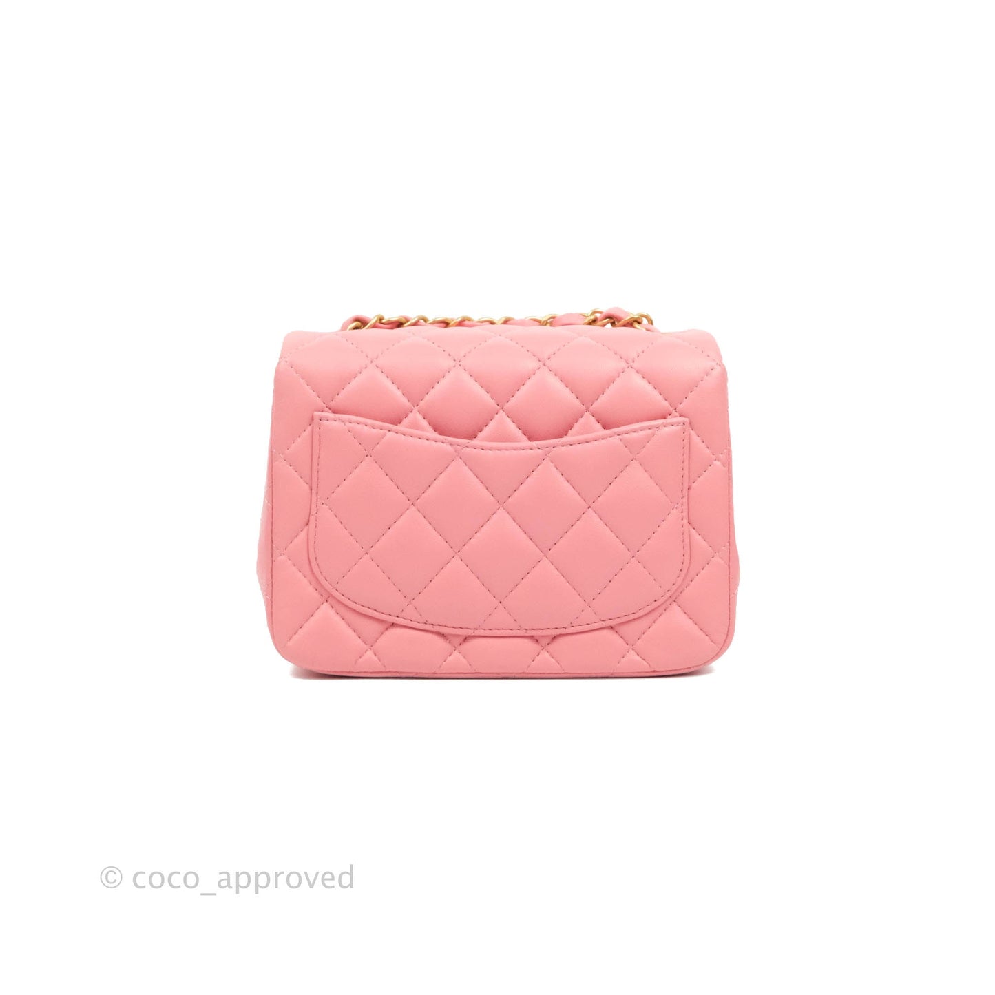 Chanel Mini Square Pink Lambskin Aged Gold Hardware