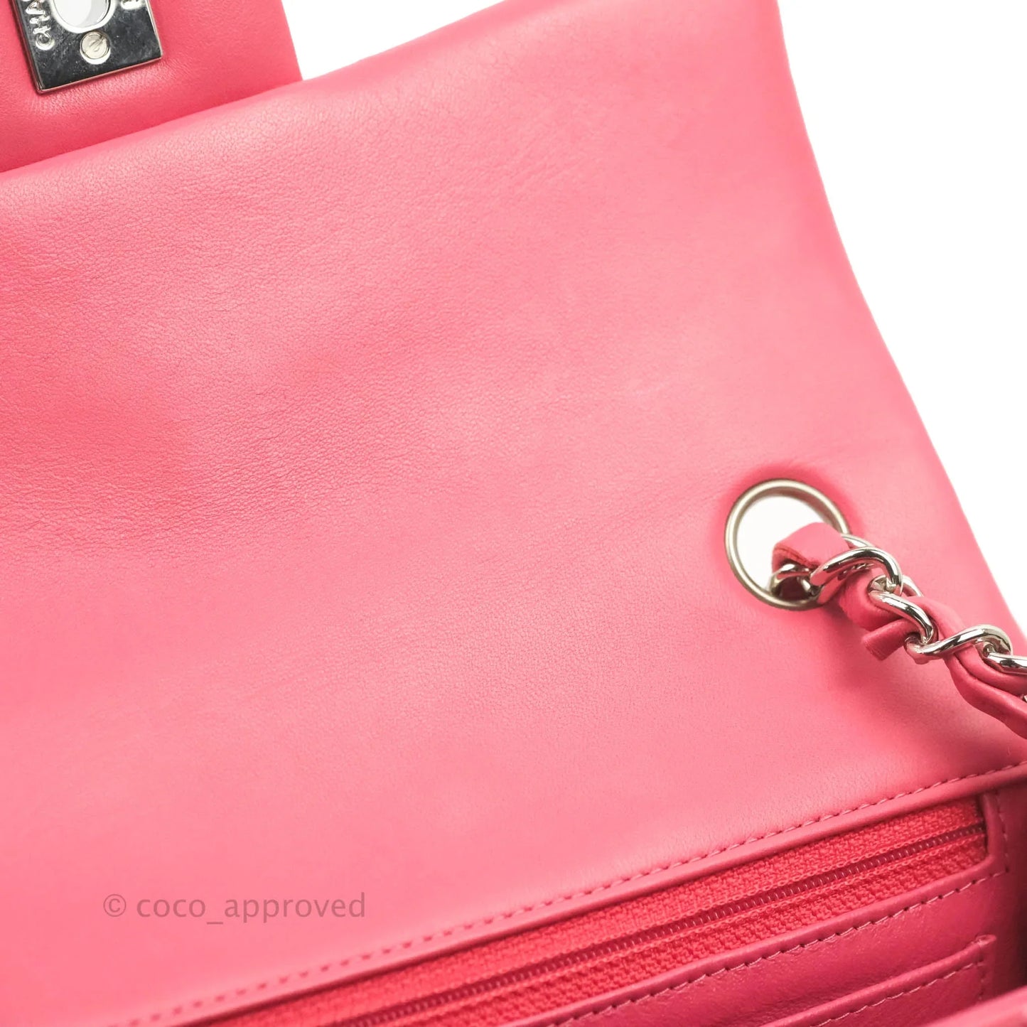 Chanel Quilted Mini Rectangular Flap Pink Lambskin Silver Hardware