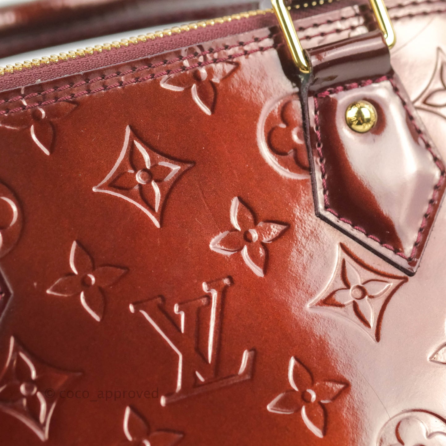 Louis Vuitton Alma PM Burgundy Patent Gold Hardware