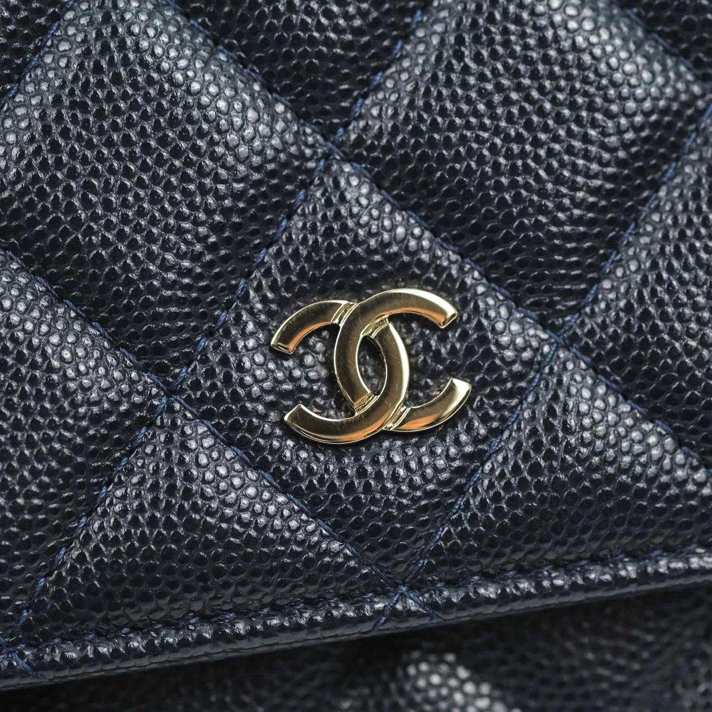 Chanel Quilted Classic Wallet on Chain WOC Navy Caviar Gold Hardware