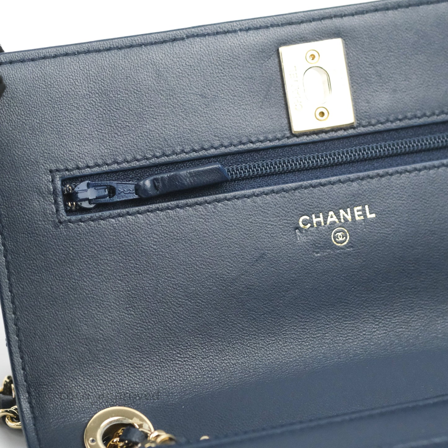 Chanel Trendy CC WOC Wallet On Chain Navy Lambskin Gold Hardware