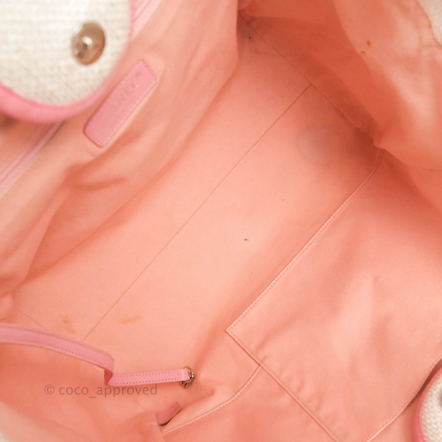 Chanel Large Deauville Pale Pink Canvas Silver Hardware