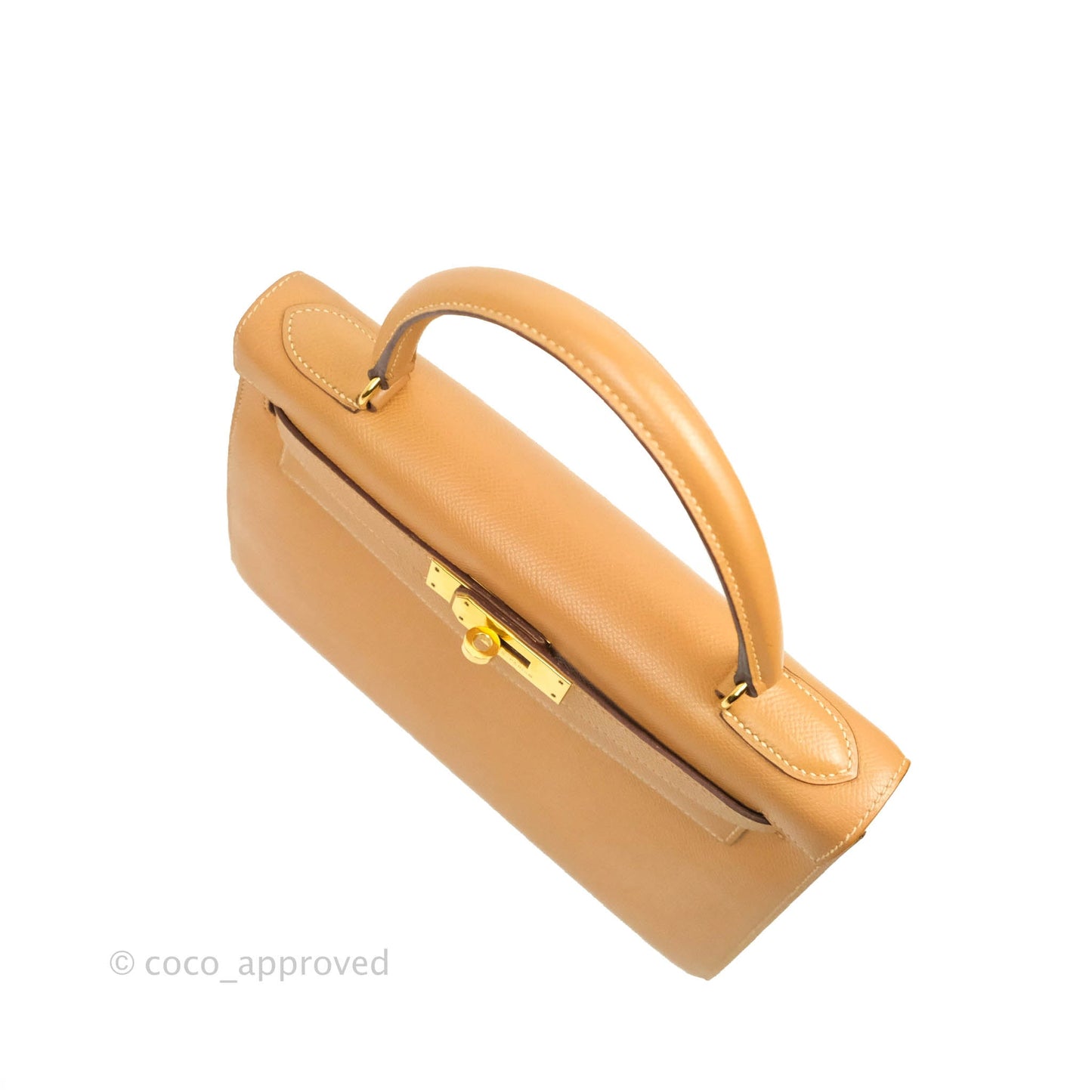 Hermès Vintage Kelly 28 Gold Natural Courchevel Sellier Gold Hardware