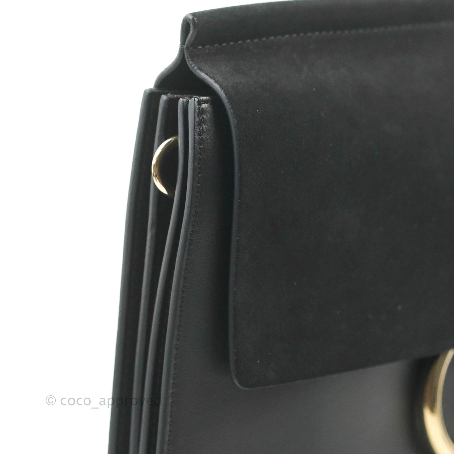 Chloe Medium Faye Shoulder Bag Black Suede Calfskin Leather