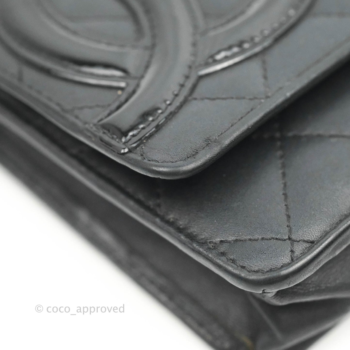 Chanel Calfskin Quilted Cambon Wallet on Chain WOC Black Silver Hardware