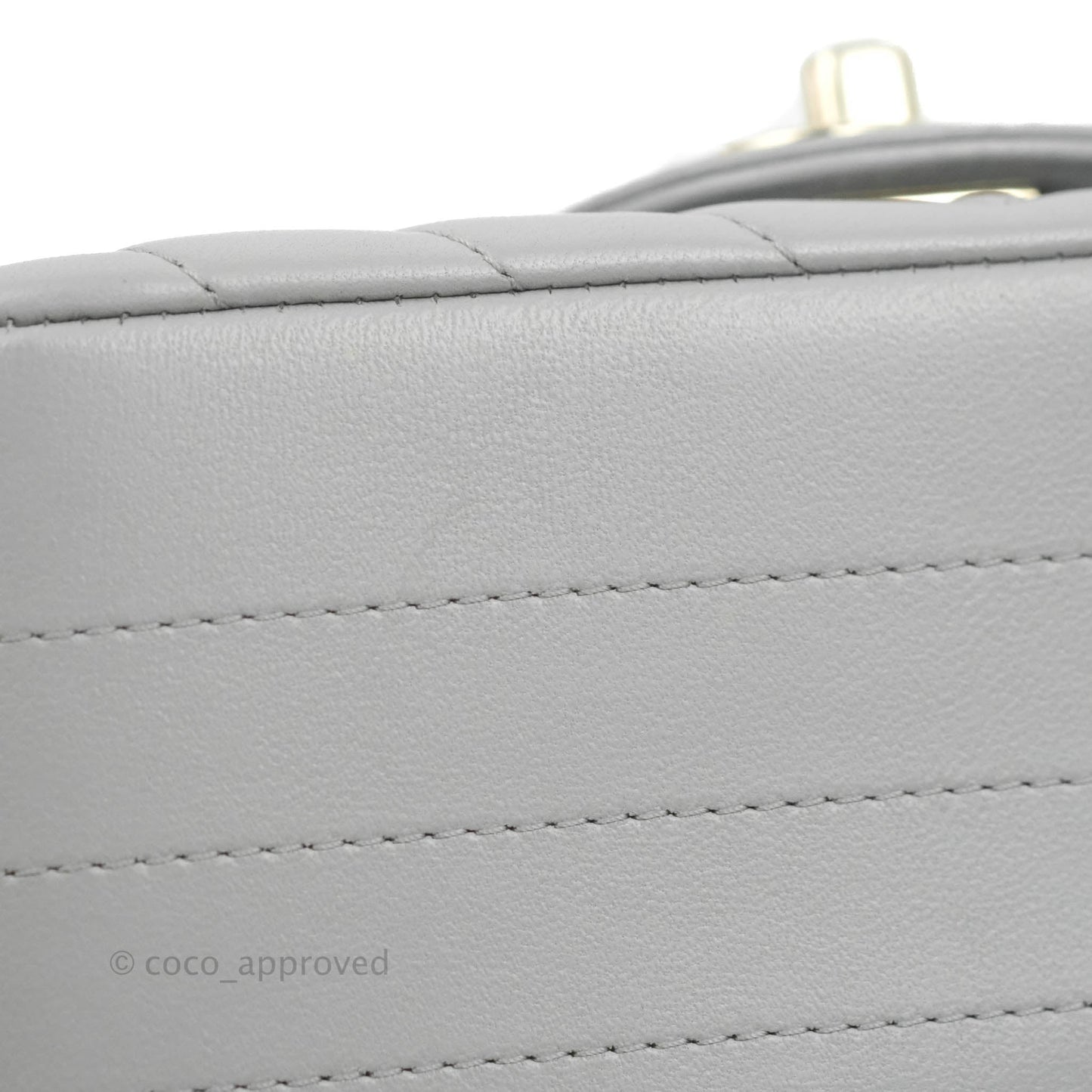 Chanel Mini Square Chevron Grey Lambskin Gold Hardware