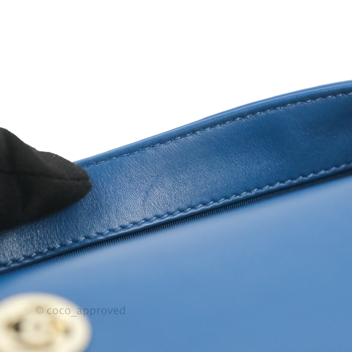 Chanel Blue Quilted Leather Small Frame In Flap Bag