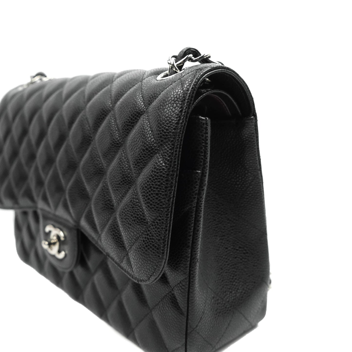 Chanel Jumbo Double Flap Black Caviar Silver Hardware⁣⁣