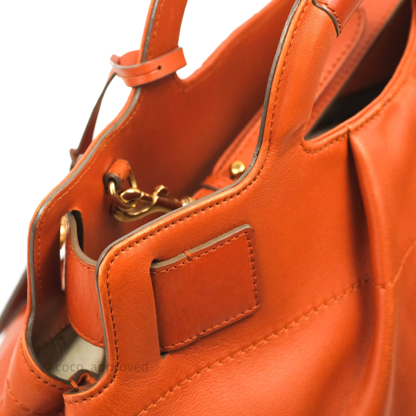 Salvatore Ferragamo Orange Top Handle Bag With Strap