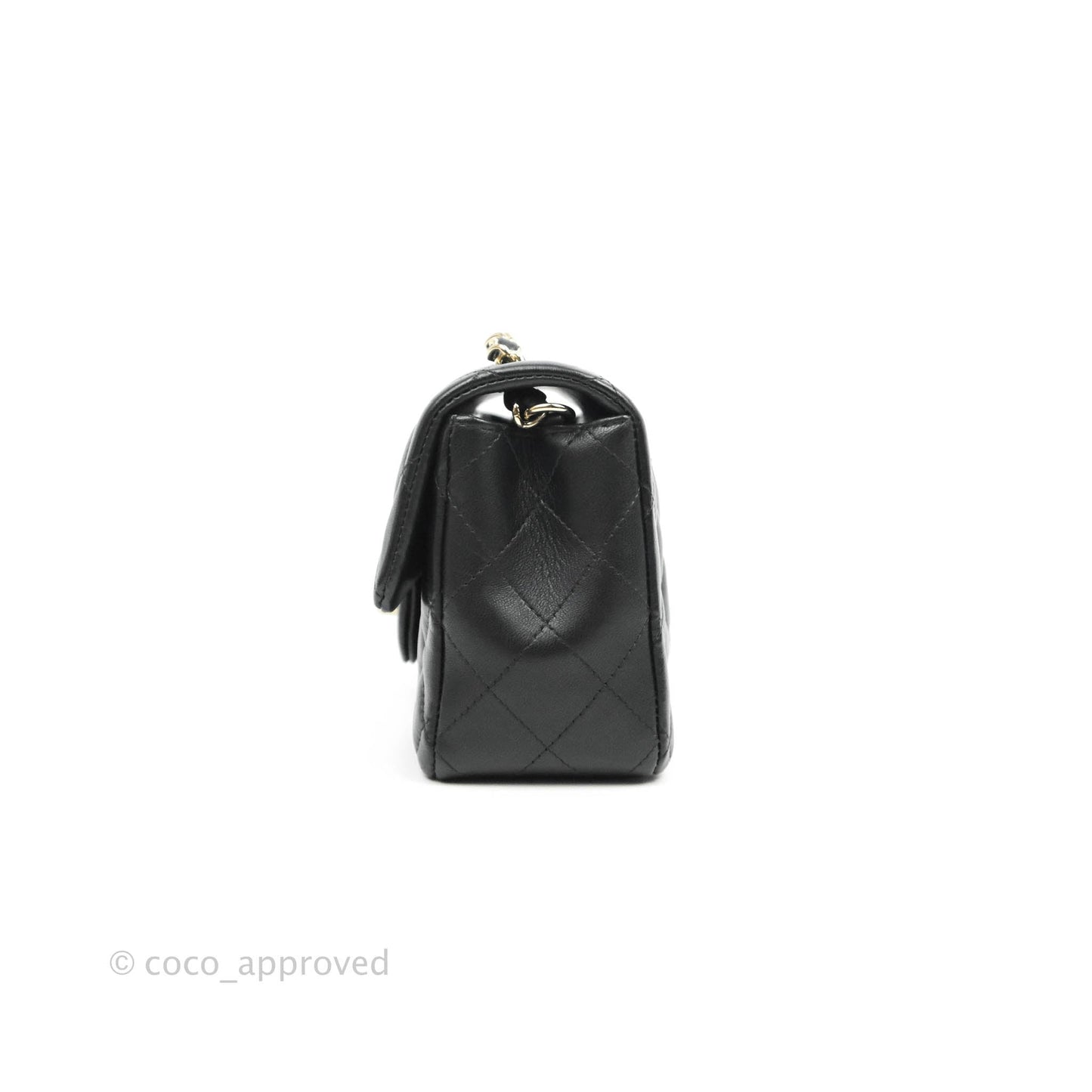 Chanel Quilted Mini Rectangular Flap Black Lambskin Gold Hardware