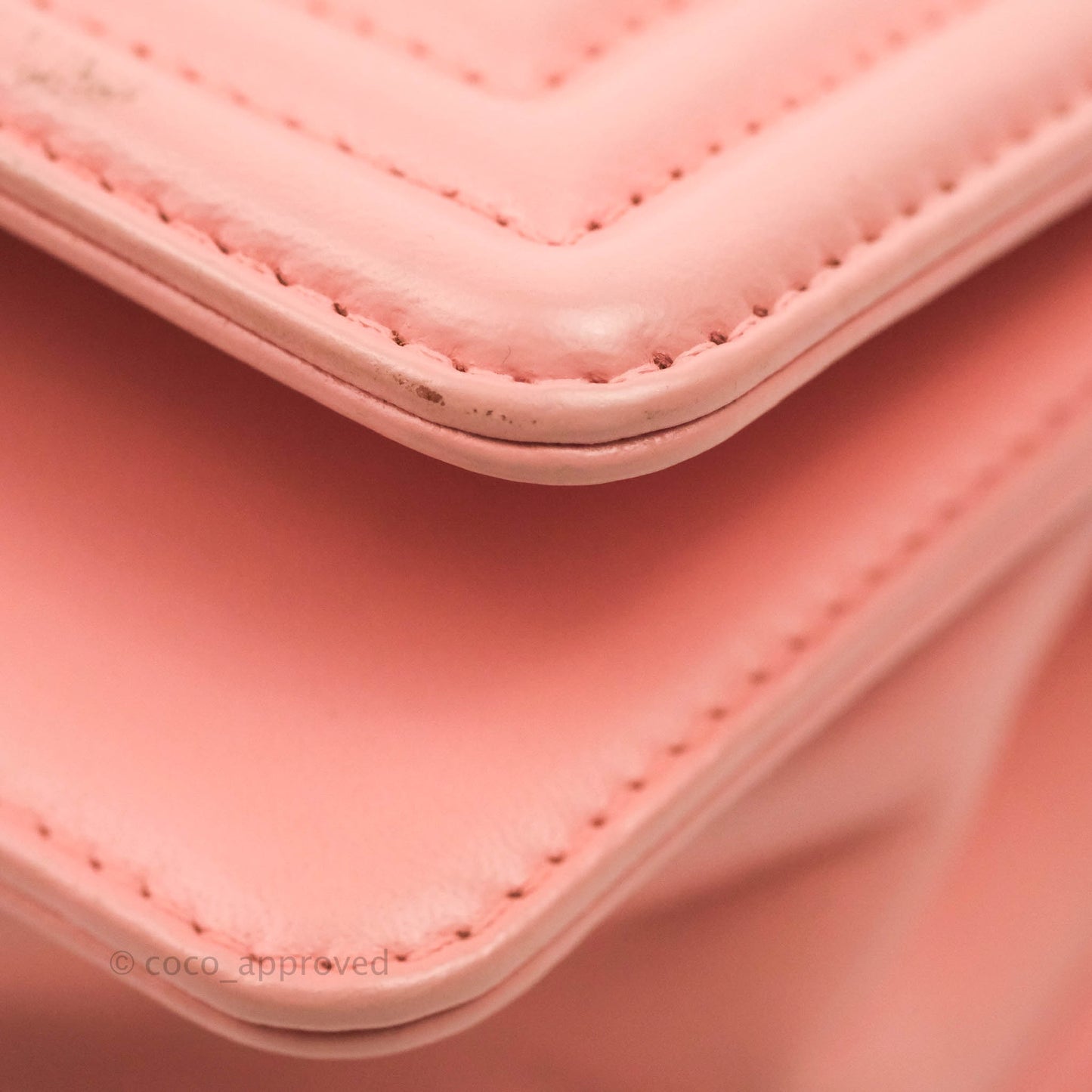 Chanel Chevron Small Boy Fabric Pink & White Aged Gold Hardware