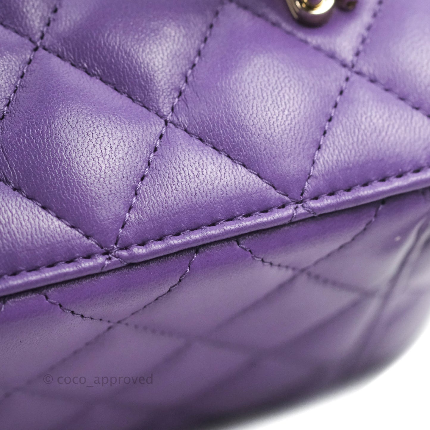 Chanel Classic Vanity Rectangular Top Handle With Chain Purple Lambskin Gold Hardware