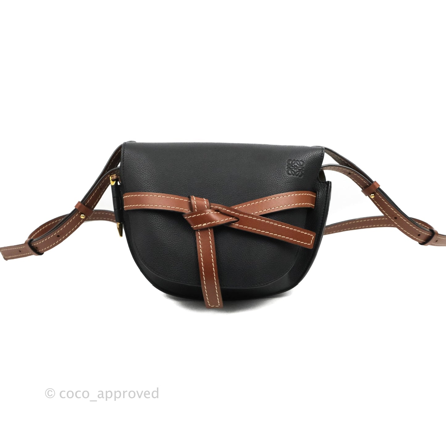 Loewe Small Gate Bag Black/Pecan Grained Calfskin