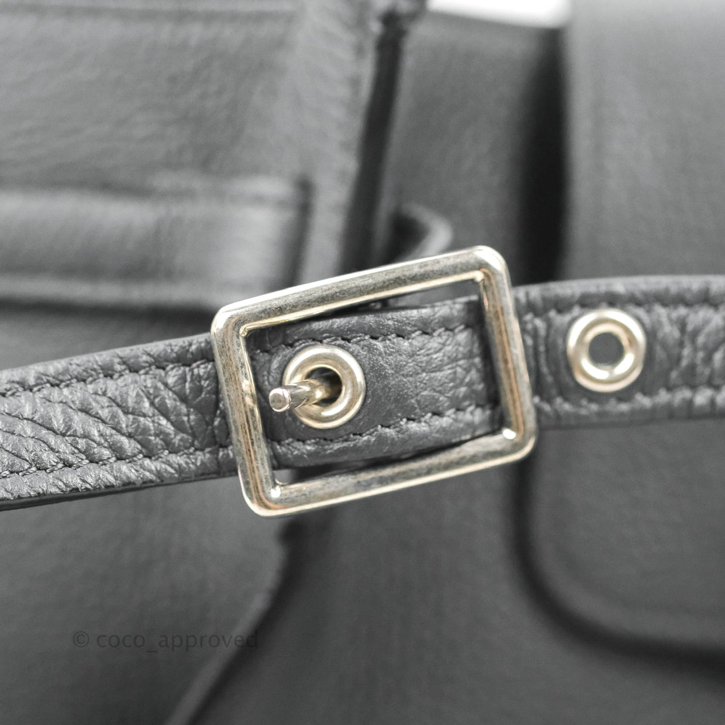Celine Small Big Bag Black Supple Grained Leather Silver Hardware Dark Grey
