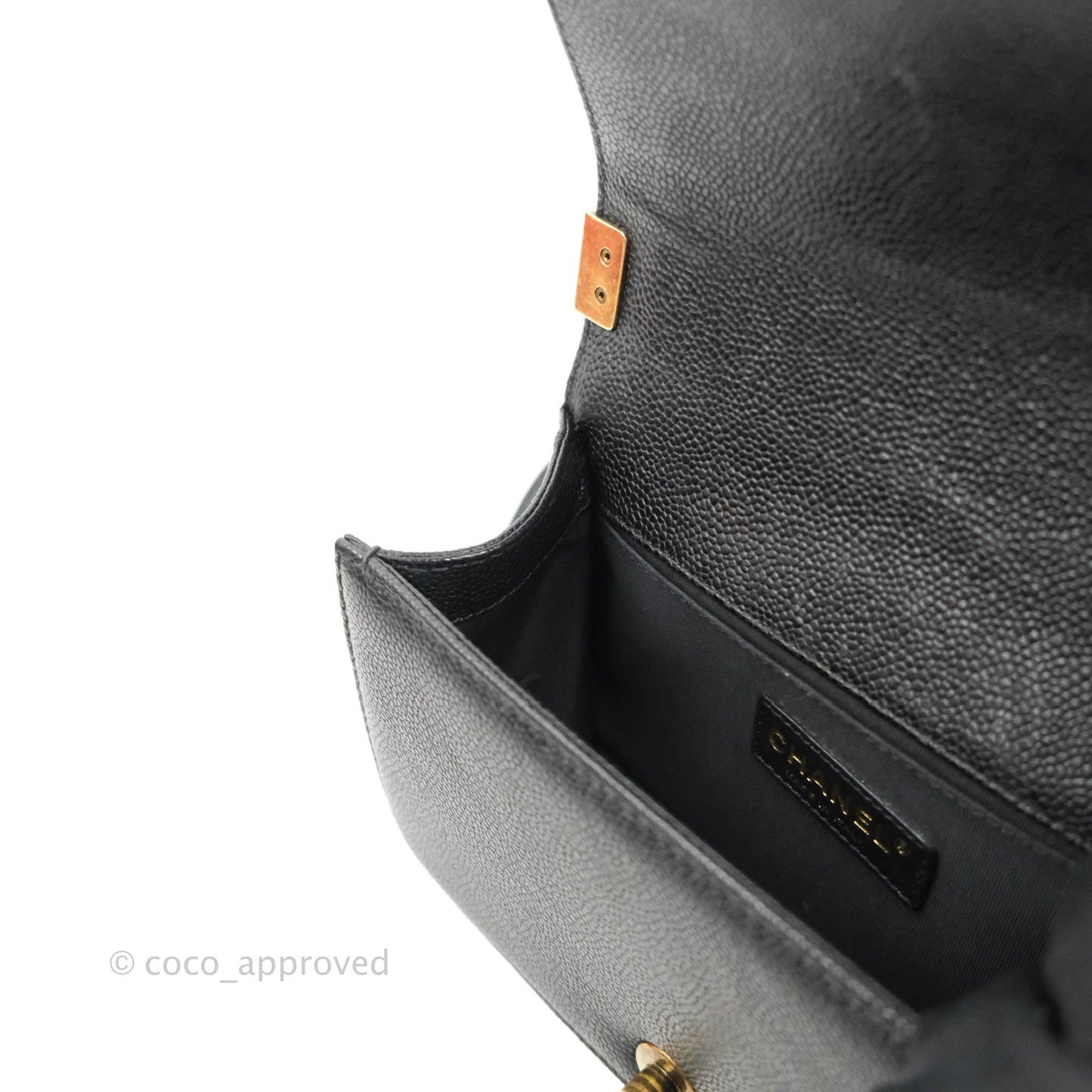 Chanel Quilted Small Boy Black Caviar Aged Gold Hardware