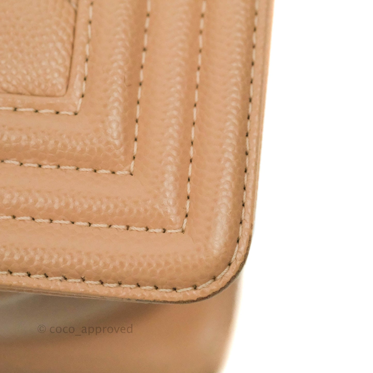 Chanel Small Chevron Boy Dark Beige Caviar Gold Hardware