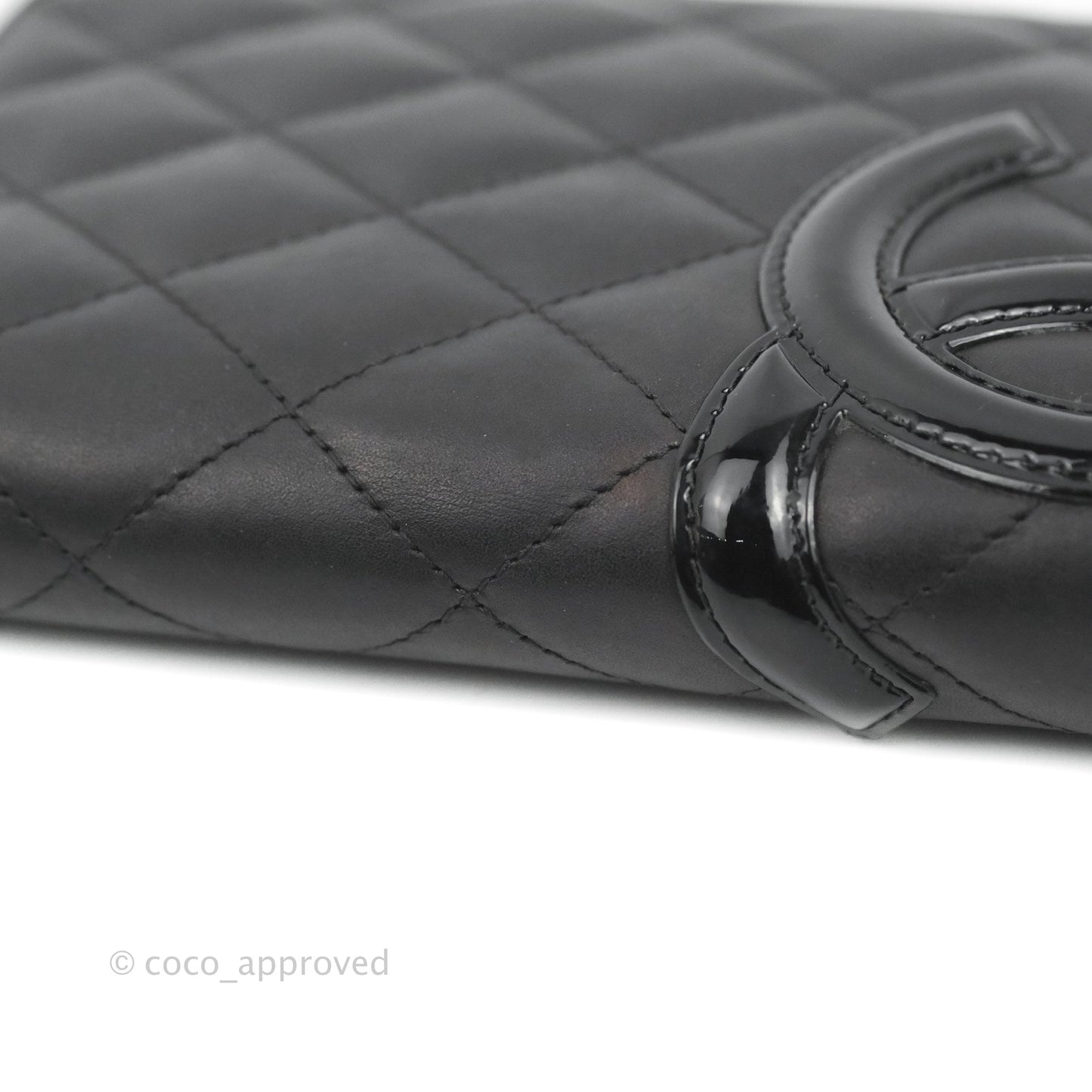 Chanel Quilted Cambon Yen Wallet Black Calfskin Silver Hardware