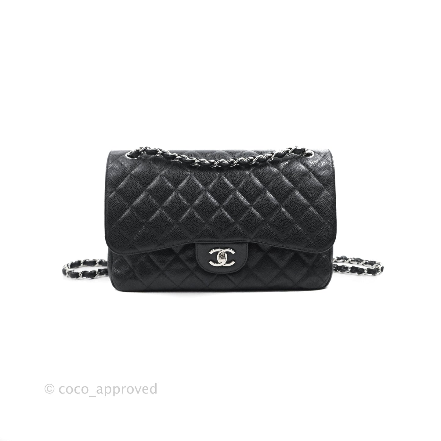 Chanel Jumbo Double Flap Black Caviar Silver Hardware⁣⁣