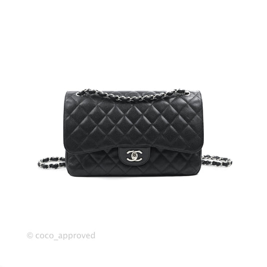 Chanel Jumbo Double Flap Black Caviar Silver Hardware⁣⁣