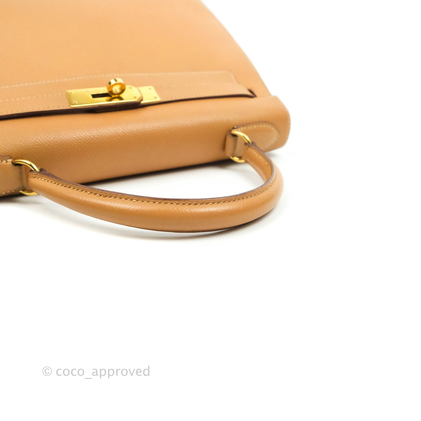 Hermès Vintage Kelly 28 Gold Natural Courchevel Sellier Gold Hardware