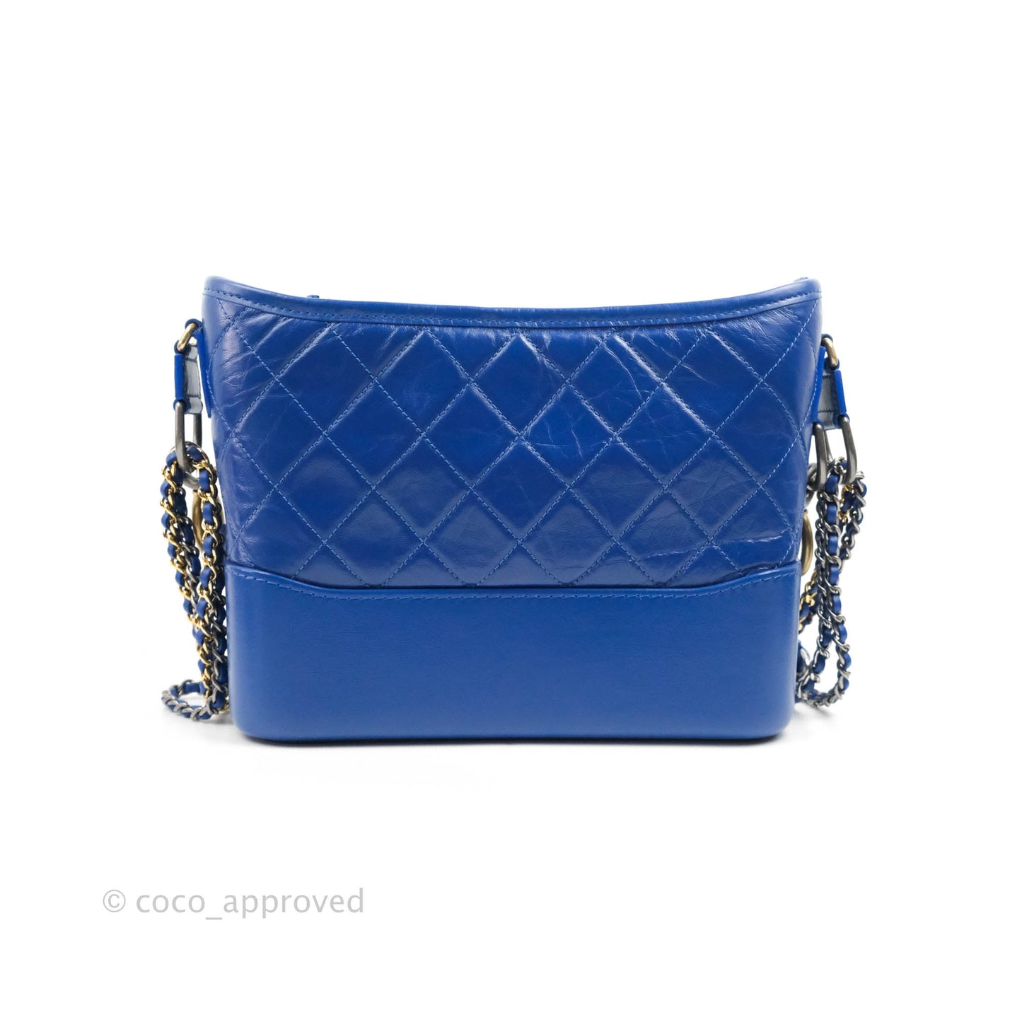 Chanel Quilted Small Gabrielle Logo Hobo Blue Aged Calfskin