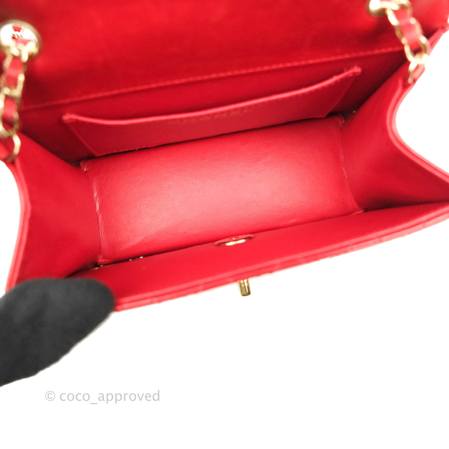 Chanel Flat Quilted Mini Flap Red Box Calfskin Gold Hardware