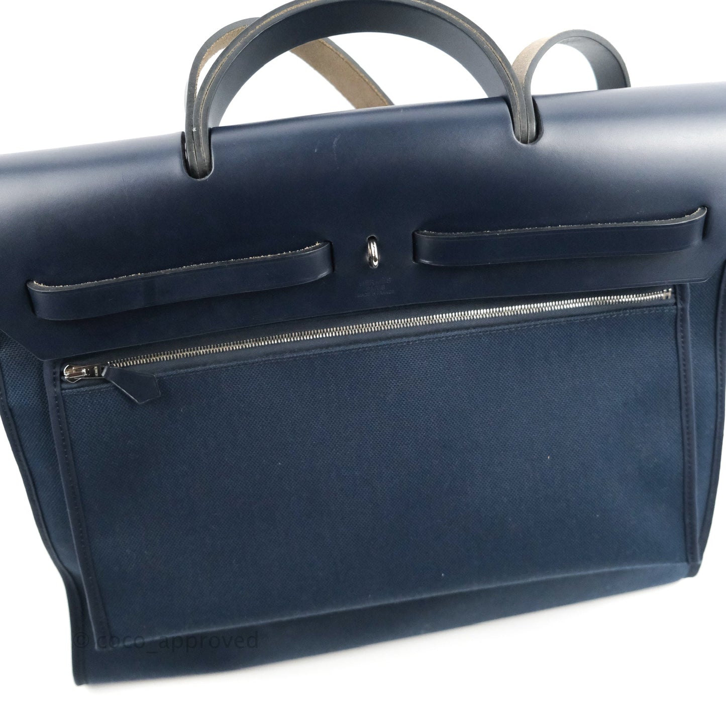 Hermès Herbag Zip 39 Navy Canvas Palladium Hardware