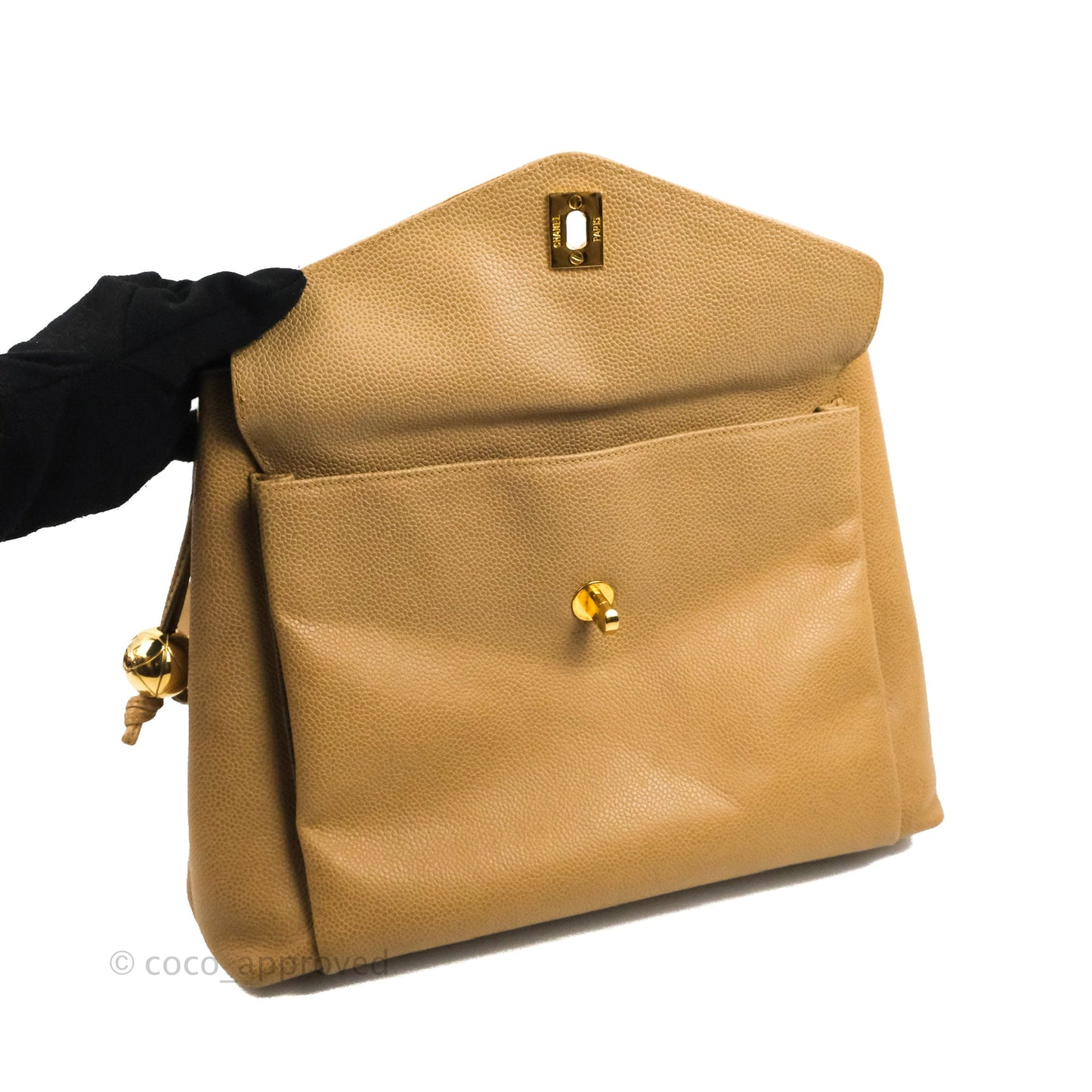 Chanel Vintage Tote Beige Caviar 24K Gold Hardware