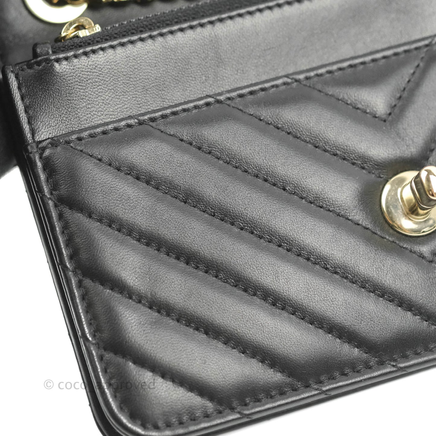 Chanel Trendy CC WOC Wallet on Chain Chevron Black Lambskin Gold Hardware