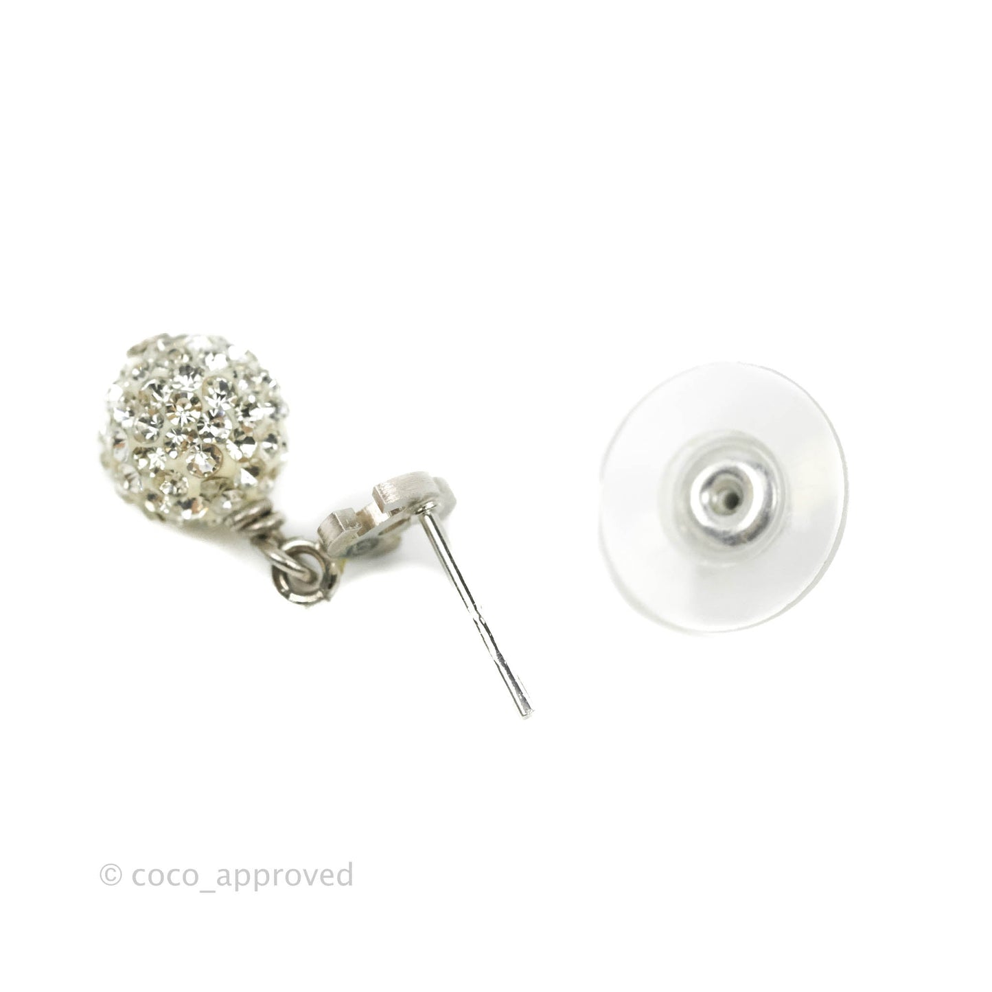 Chanel Crystal CC Drop Earrings Silver Hardware 11P