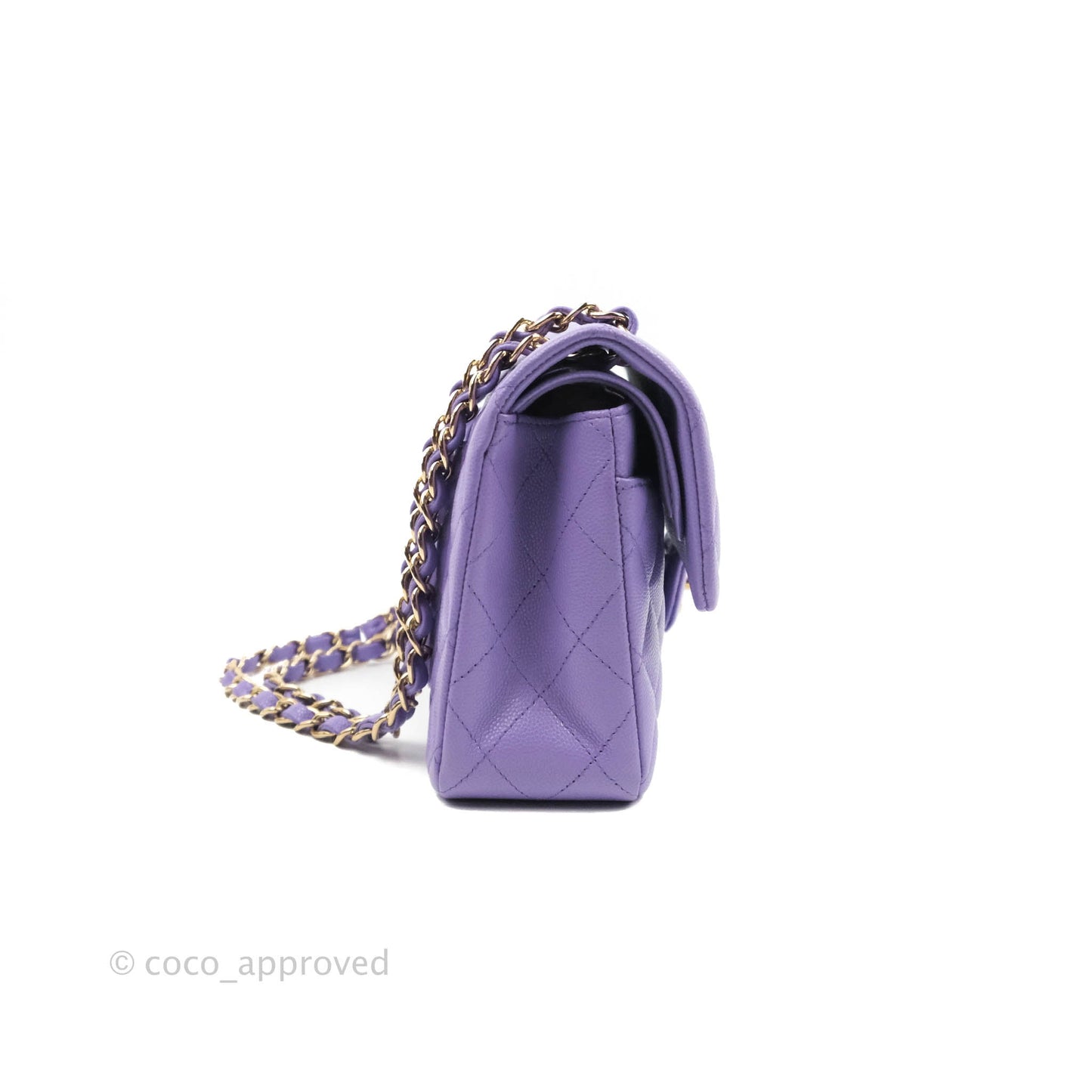 Chanel Small Classic Quilted Flap Purple Caviar Gold Hardware 20S