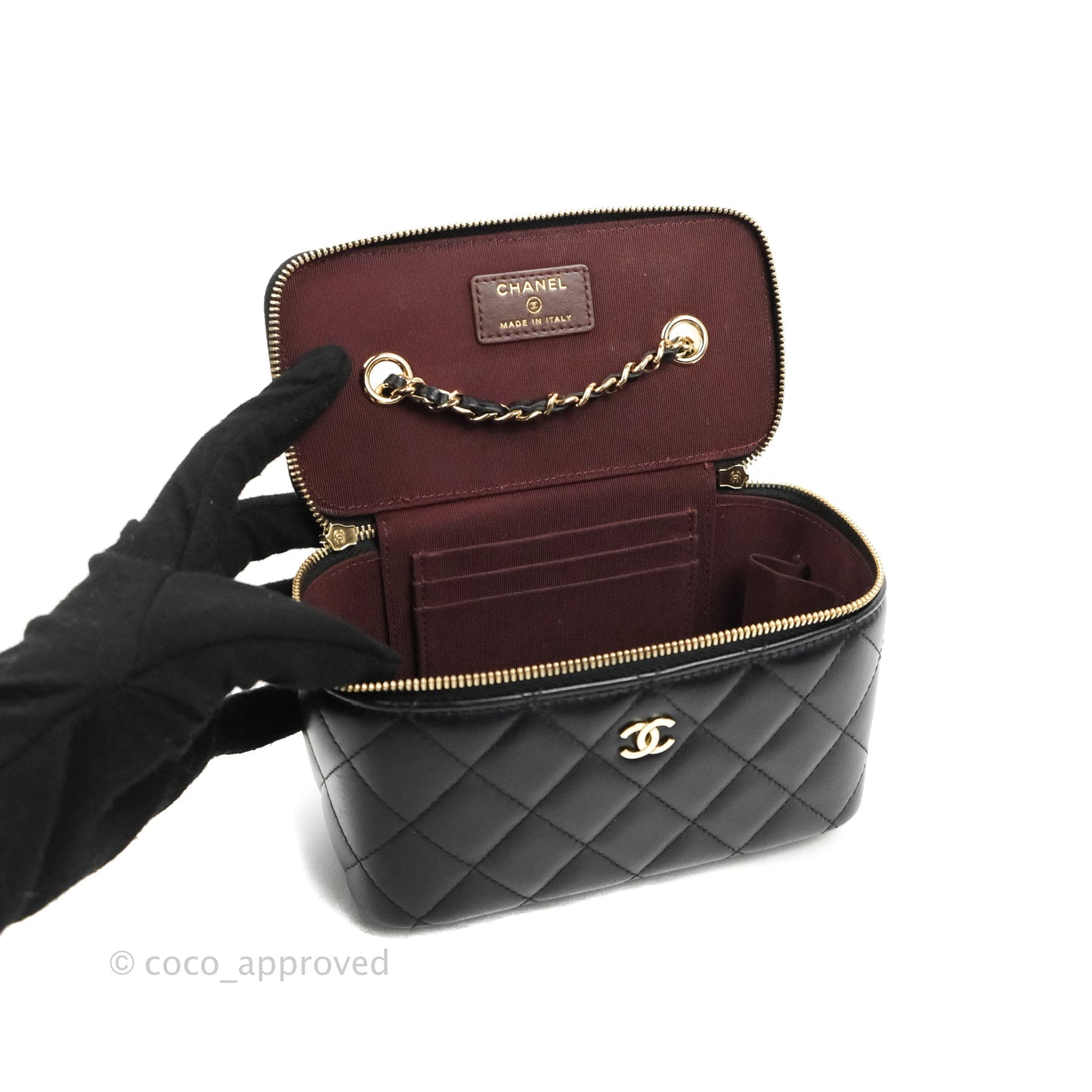 Chanel Classic Vanity with Chain Black Lambskin Gold Hardware