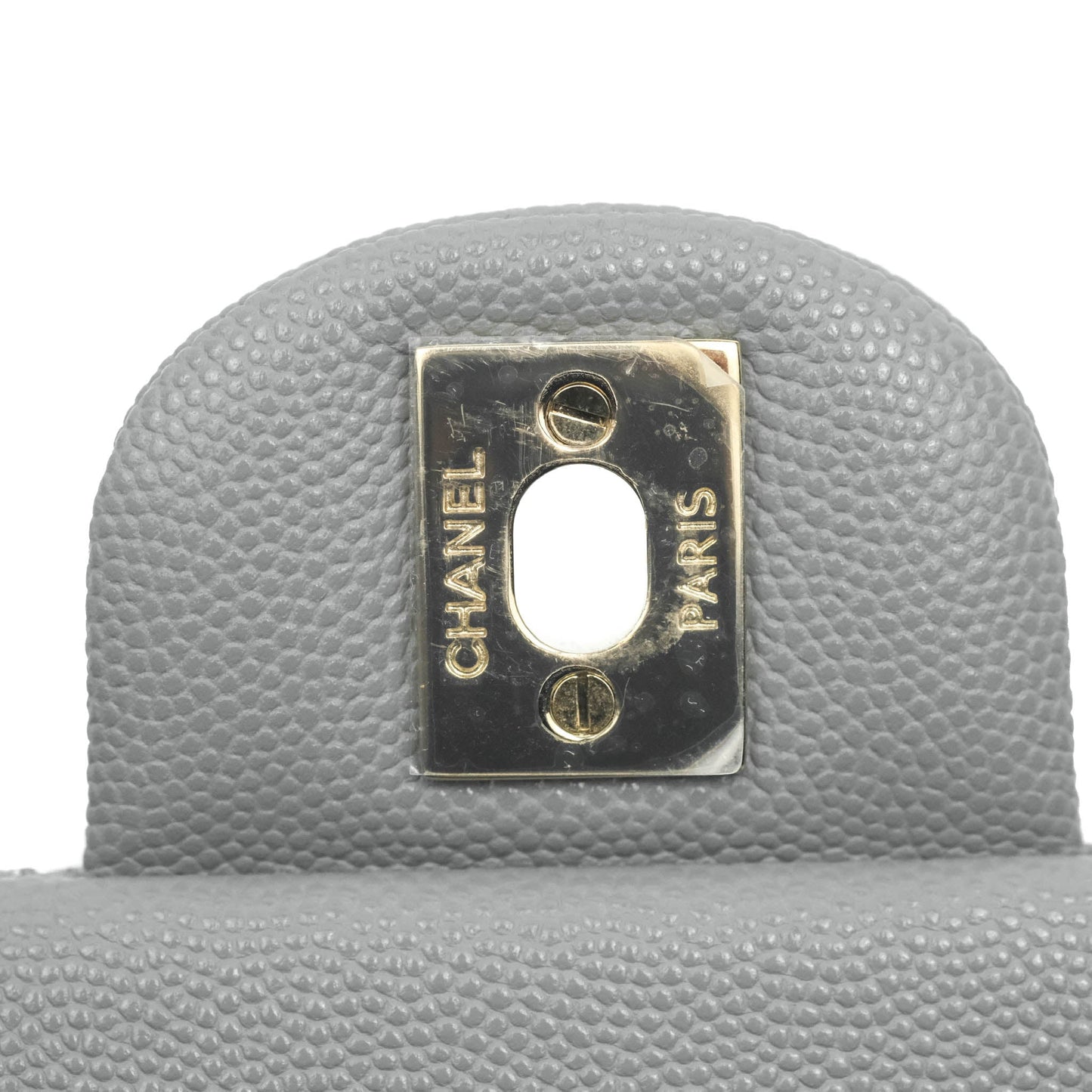 Chanel Classic Small S/M Quilted Flap Grey Caviar Gold Hardware 20C