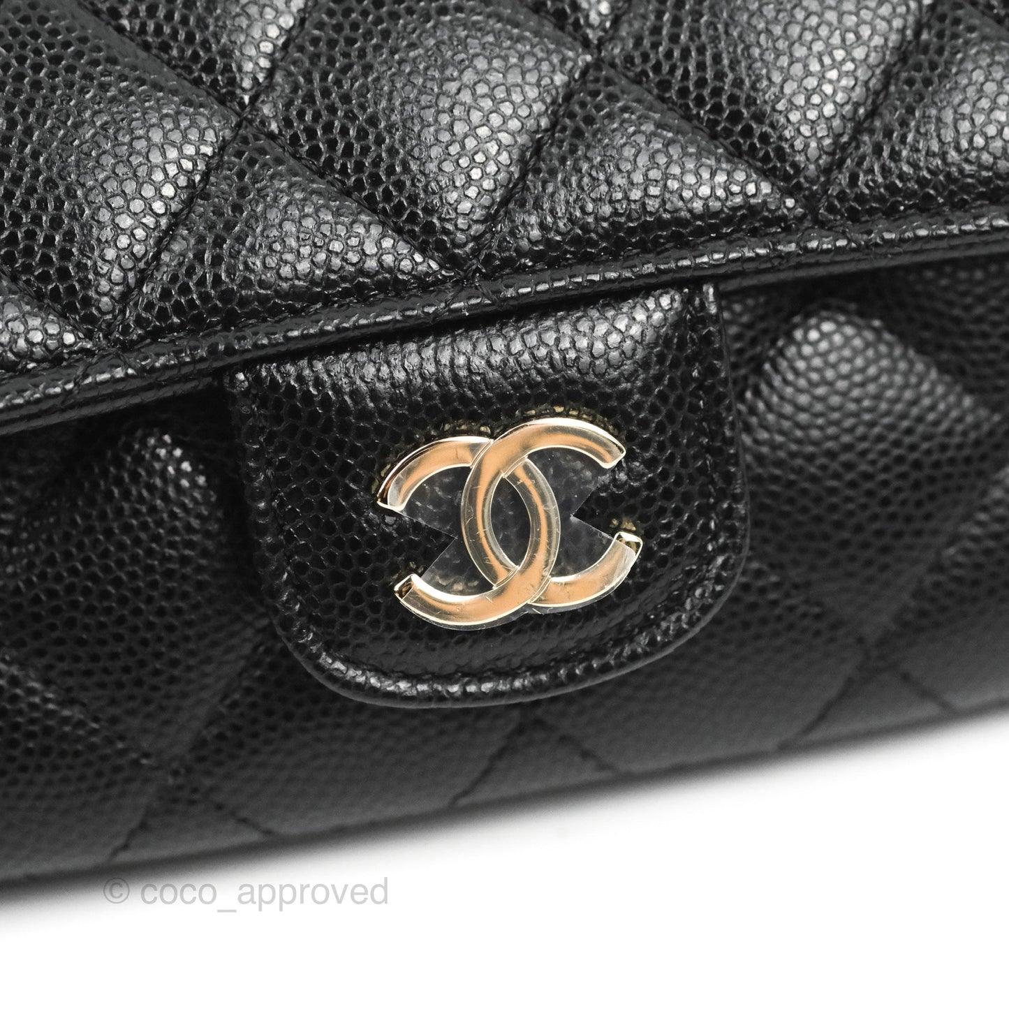 Chanel Quilted Case With Chain Black Caviar Gold Hardware