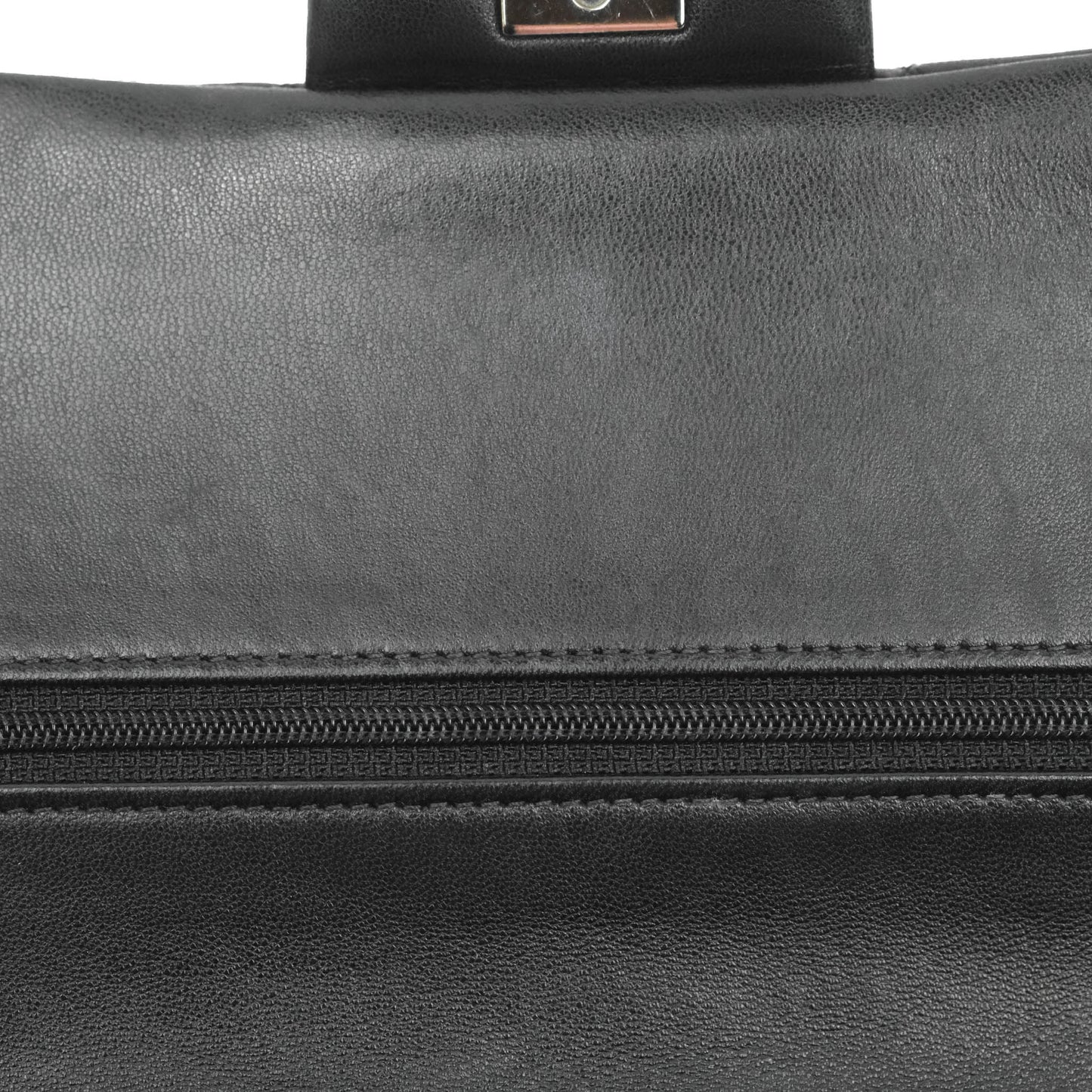Chanel Quilted Classic M/L Medium Flap Black Lambskin Silver Hardware