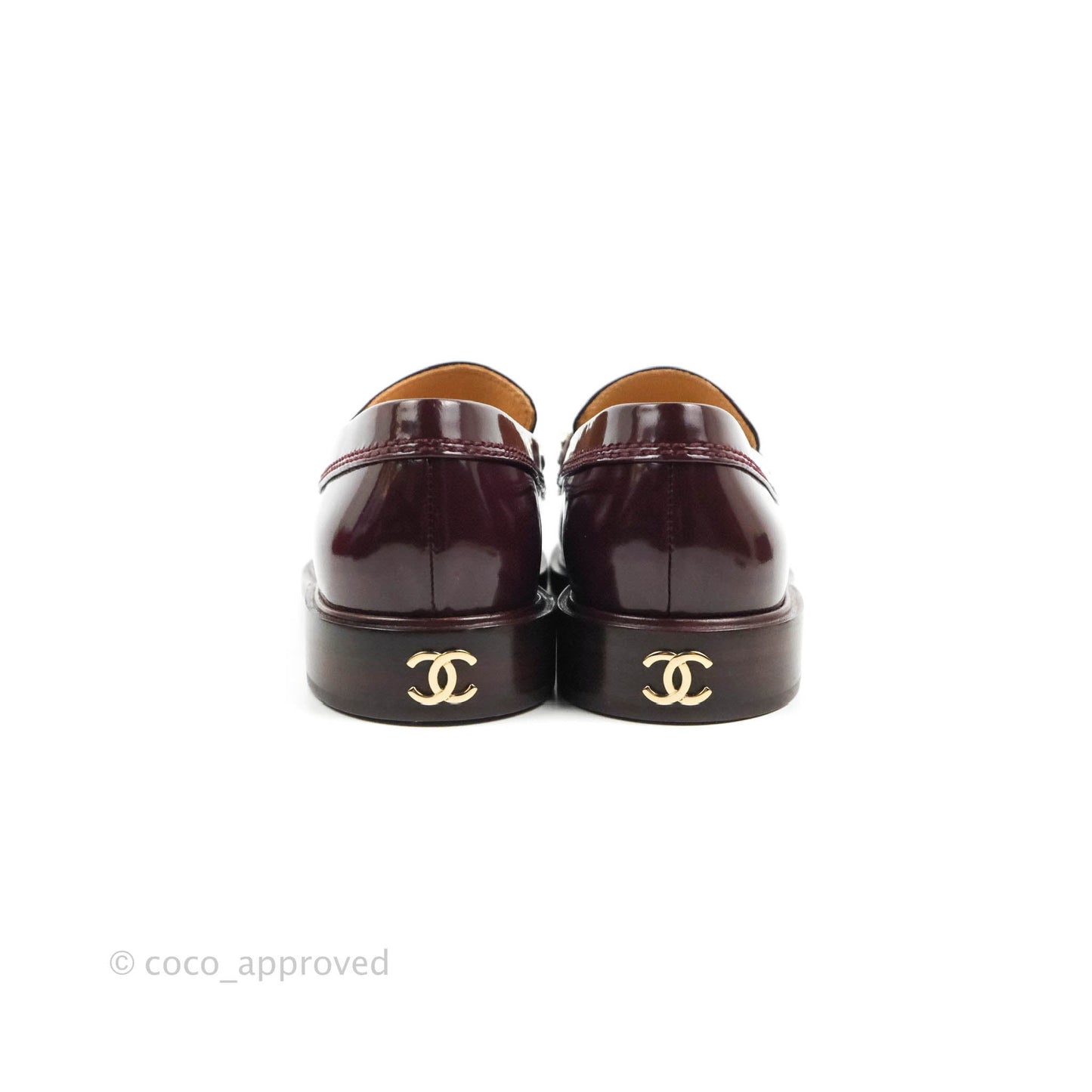 Chanel Patent Calfskin Bordeaux Loafers 21S Size 37