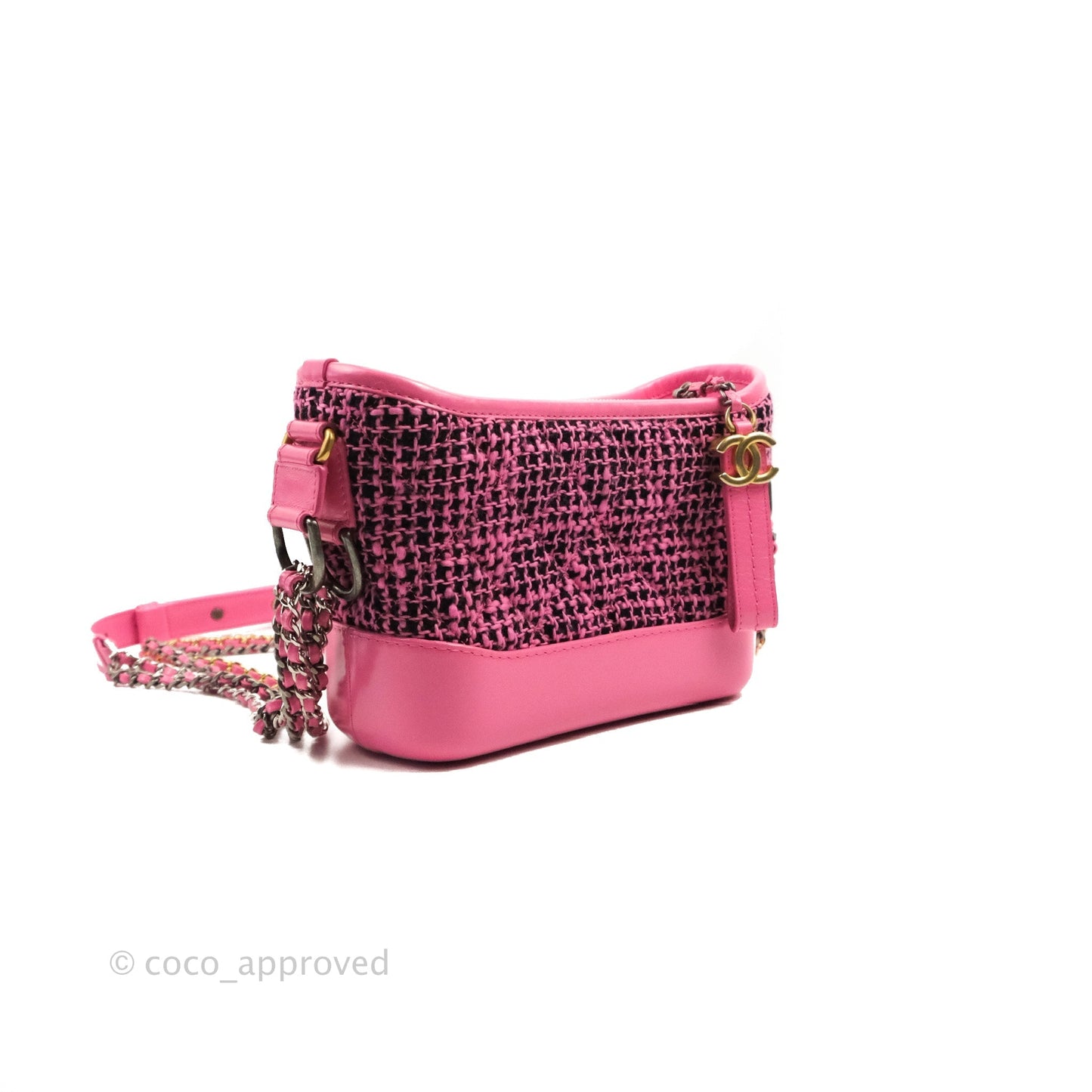 Chanel Small Gabrielle Hobo Pink/Black Tweed Mixed Hardware