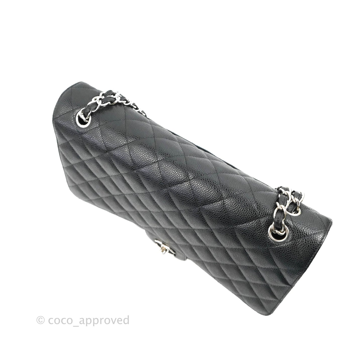 Chanel Single Flap Maxi Caviar Black Silver Hardware